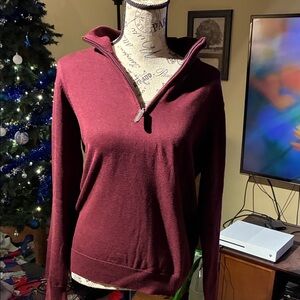 Burgundy Half-Zip Pullover Sweater